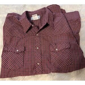 Wrangler Men's Wrancher Plaid Long Sleeve Cowboy Pearl Snap Western Shirt XL